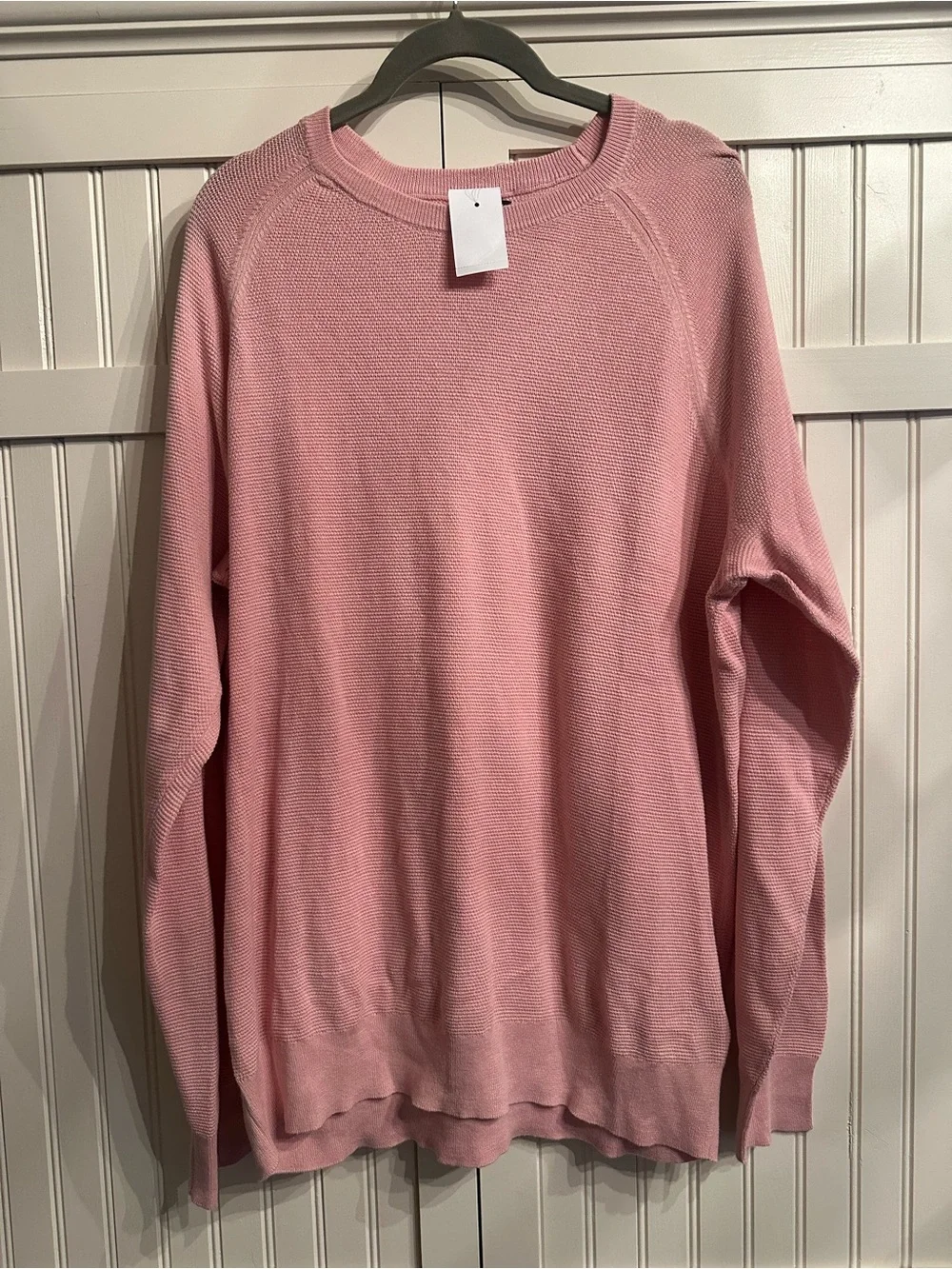J. Crew Men's Waffle Knit Pink Crewneck Sweater Size XXL